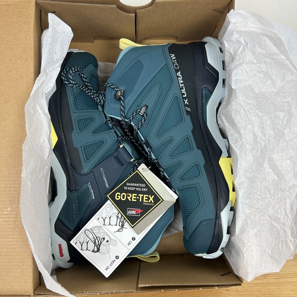 NEW Salomon X Ultra 4 Mid GTX Gore Tex Womens 7 (EU 38.66) Hiking Boots Blue - Picture 9 of 9